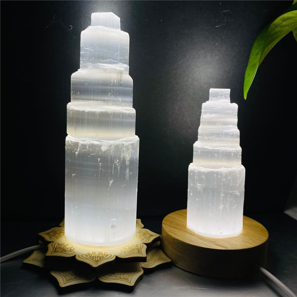 6-20cm Natural Selenite Lamp - Whereinthewellness